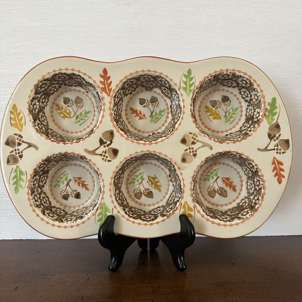 Temptations by Tara Old World Harvest Muffin Pan Bakeware Stoneware Autumn Fall